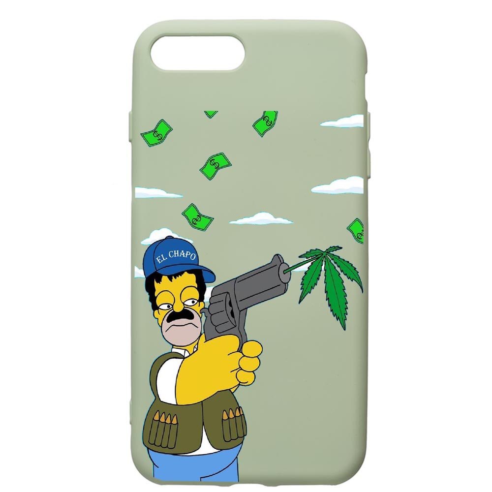 Husa de protectie Apple iPhone 8 Plus / iPhone 7 Plus, Narcos Simpsons, silicon, cu interiorul din material textil, protectie camera, Beryl, PGR441