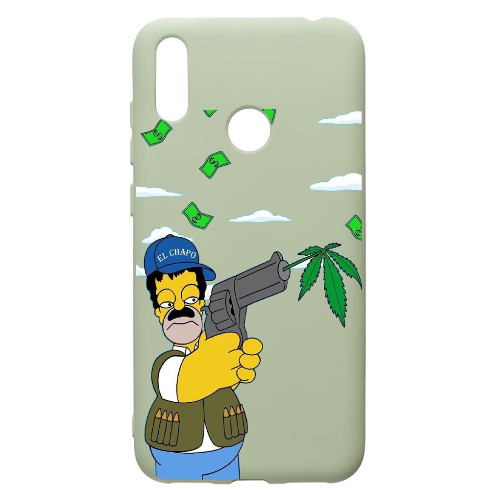 Husa de protectie Huawei Y7 2019, Narcos Simpsons, silicon, cu interiorul din material textil, protectie camera, Beryl, PGR441