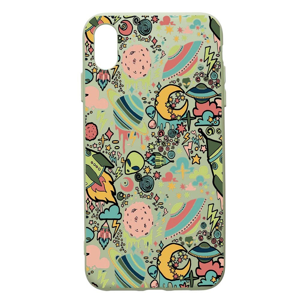 Husa de protectie Apple iPhone XS / X, Universe, UFO, silicon, cu interiorul din material textil, protectie camera, Beryl, PGR472