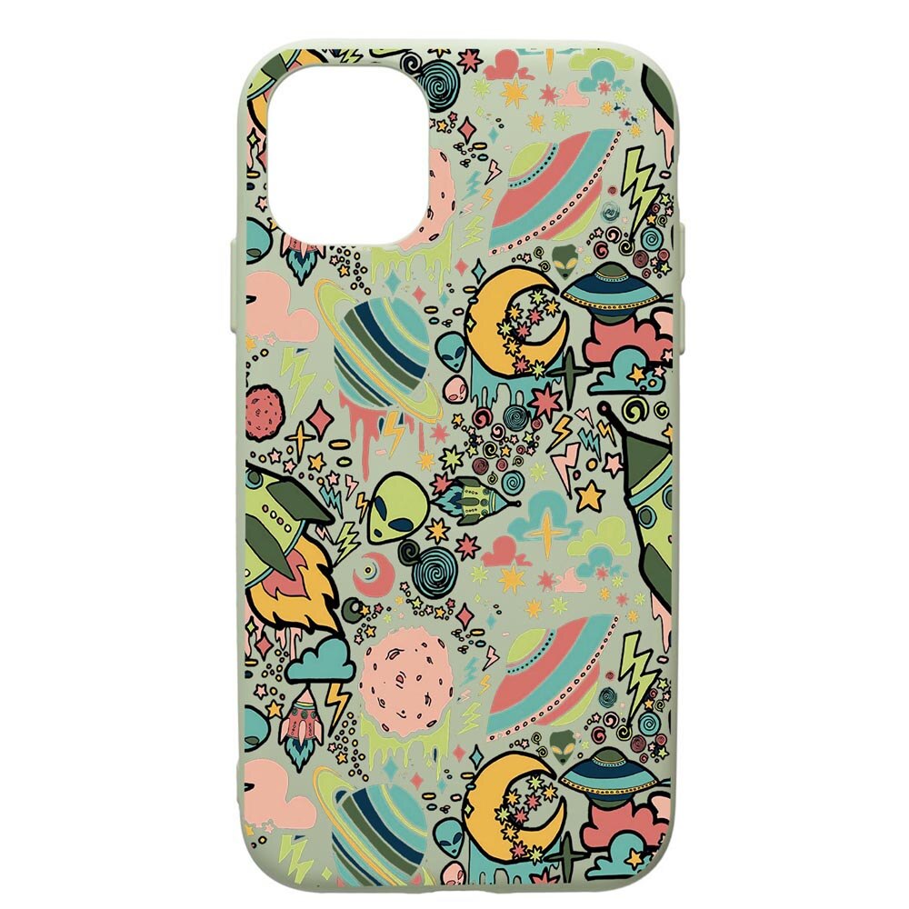 Husa de protectie Apple iPhone 11, Universe, UFO, silicon, cu interiorul din material textil, protectie camera, Beryl, PGR472