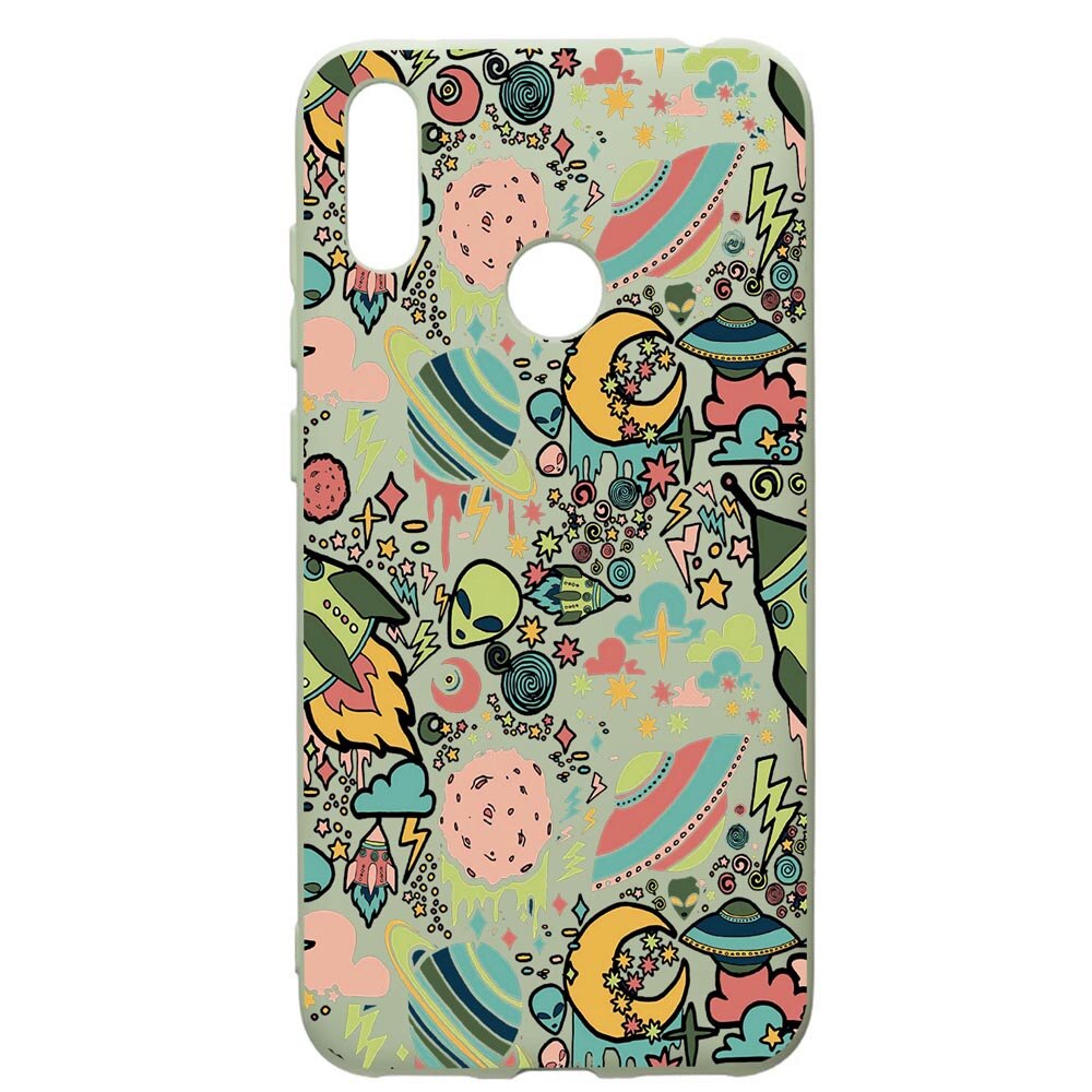 Husa de protectie Huawei Y7 2019, Universe, UFO, silicon, cu interiorul din material textil, protectie camera, Beryl, PGR472
