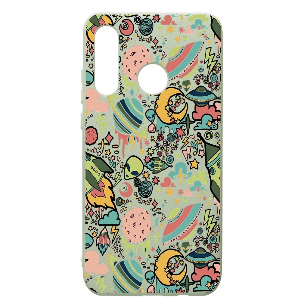 Husa de protectie Huawei P40 Lite E / Y7p, Universe, UFO, silicon, cu interiorul din material textil, protectie camera, Beryl, PGR472