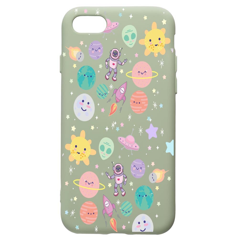 Husa de protectie Apple iPhone SE 2 / iPhone 8 / iPhone 7, Universe, UFO, silicon, cu interiorul din material textil, protectie camera, Beryl, PGR473