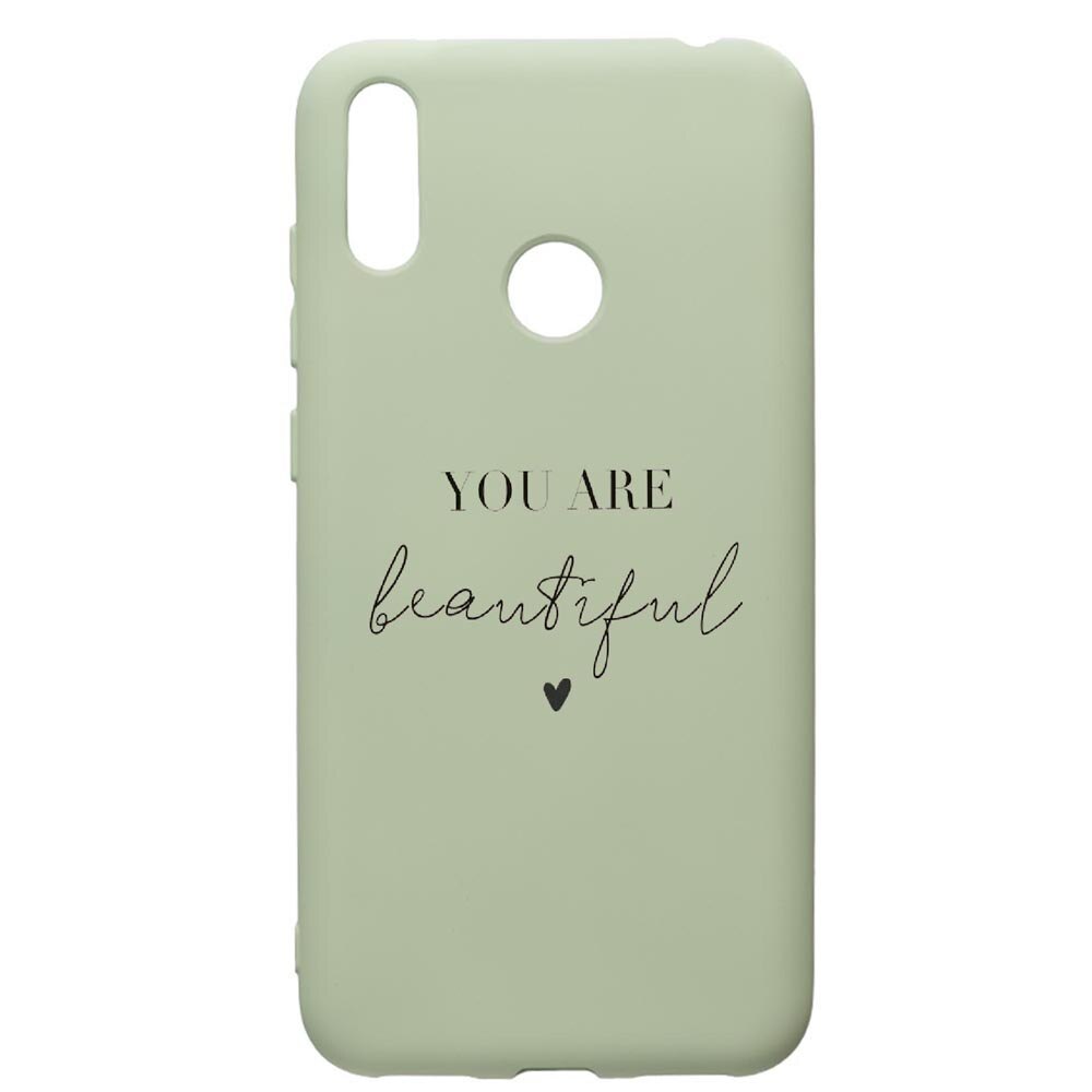 Husa de protectie Huawei Y7 2019, You Are Beautiful, silicon, cu interiorul din material textil, protectie camera, Beryl, PGR477