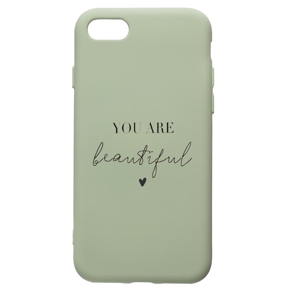 Husa de protectie Apple iPhone SE 2 / iPhone 8 / iPhone 7, You Are Beautiful, silicon, cu interiorul din material textil, protectie camera, Beryl, PGR477