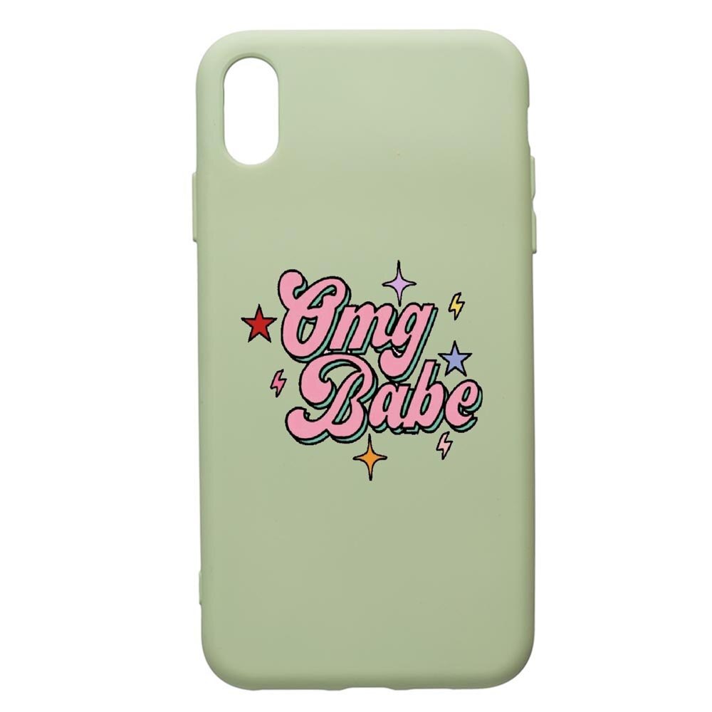 Husa de protectie Apple iPhone XS Max, OMG Babe, silicon, cu interiorul din material textil, protectie camera, Beryl, PGR487