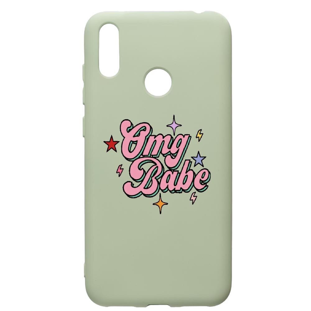 Husa de protectie Huawei Y7 2019, OMG Babe, silicon, cu interiorul din material textil, protectie camera, Beryl, PGR487