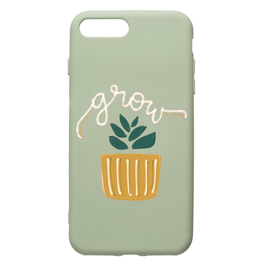 Husa de protectie Apple iPhone 8 Plus / iPhone 7 Plus, Grow, silicon, cu interiorul din material textil, protectie camera, Beryl, PGR490