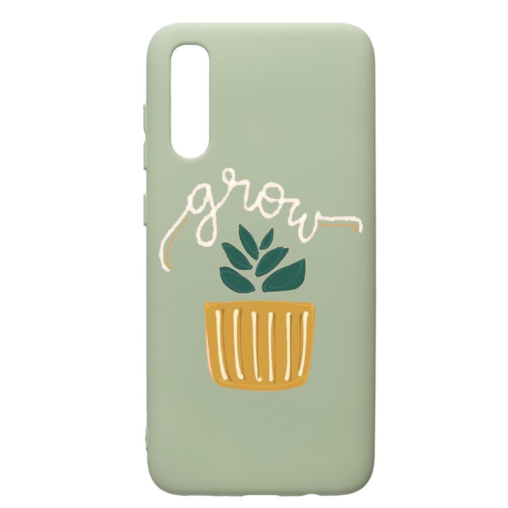Husa de protectie Samsung Galaxy A70, Grow, silicon, cu interiorul din material textil, protectie camera, Beryl, PGR490