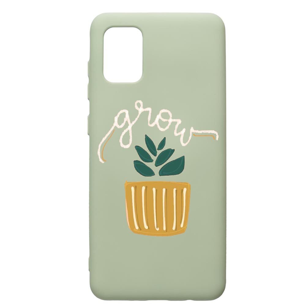 Husa de protectie Samsung Galaxy A71, Grow, silicon, cu interiorul din material textil, protectie camera, Beryl, PGR490