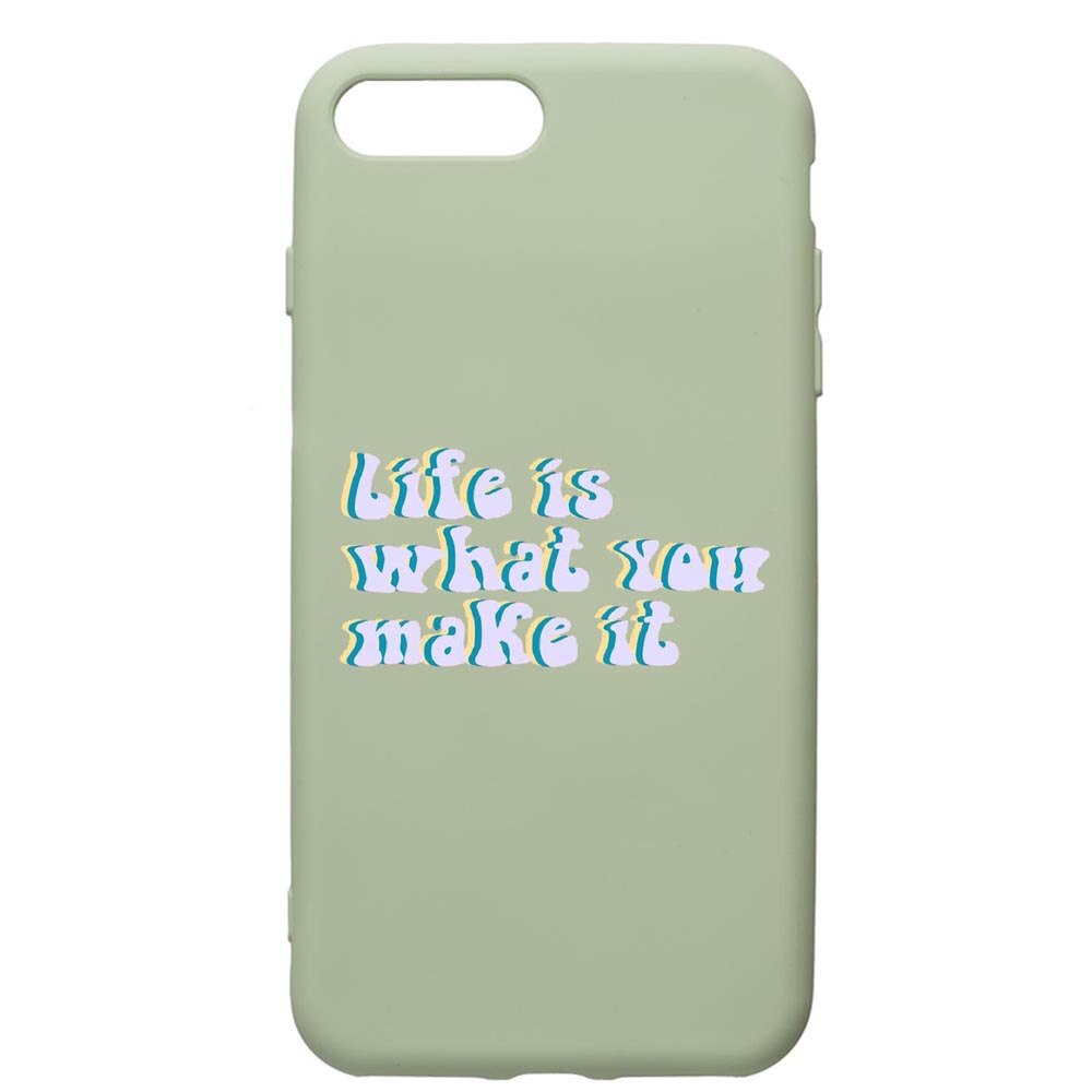 Husa de protectie Apple iPhone 8 Plus / iPhone 7 Plus, Life Is..., silicon, cu interiorul din material textil, protectie camera, Beryl, PGR491