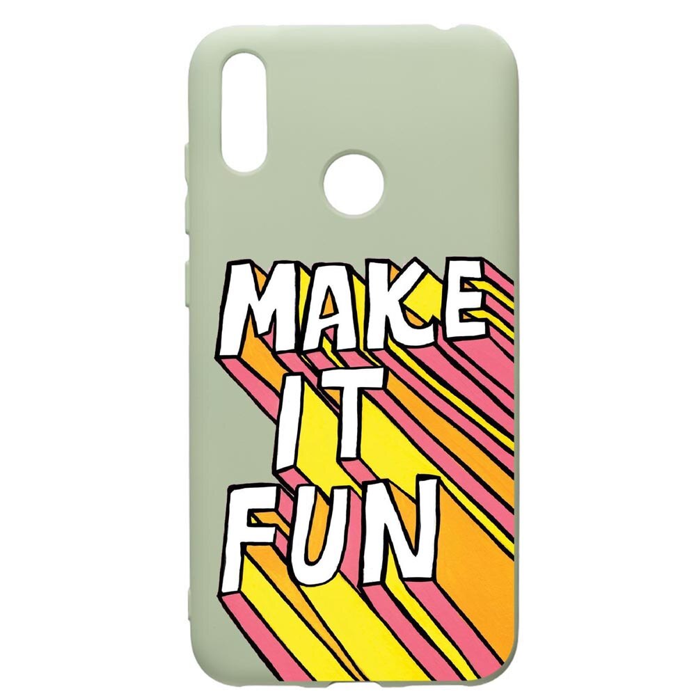 Husa de protectie Huawei Y7 2019, Make It Fun, silicon, cu interiorul din material textil, protectie camera, Beryl, PGR494