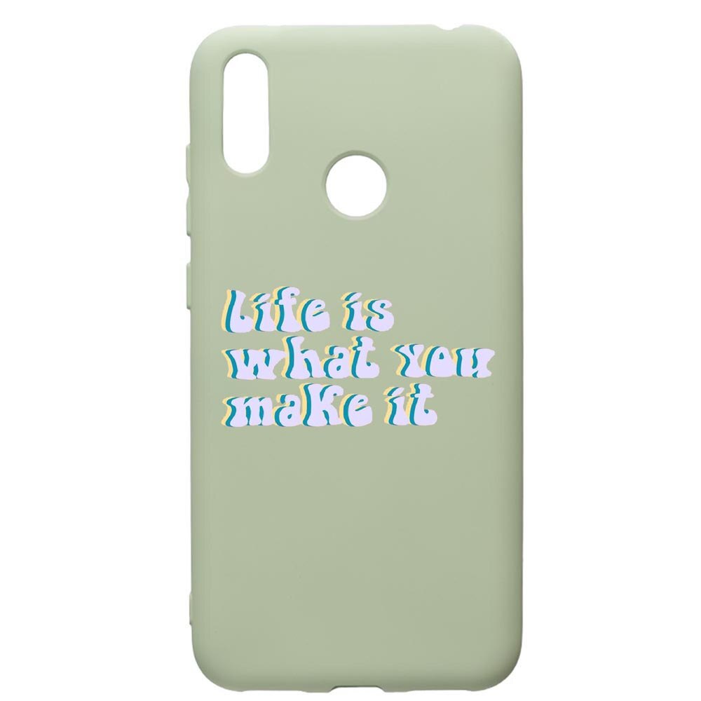 Husa de protectie Huawei Y7 2019, Life Is..., silicon, cu interiorul din material textil, protectie camera, Beryl, PGR491