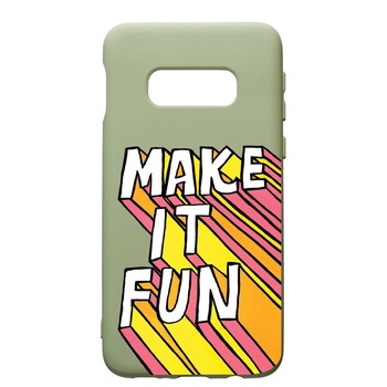 Husa de protectie Samsung Galaxy S10, Make It Fun, silicon, cu interiorul din material textil, protectie camera, Beryl, PGR494 Husa de protectie Samsung Galaxy S10, Make It Fun, silicon, cu interiorul din material textil, protectie camera, Beryl, PGR494