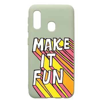 Husa de protectie Samsung Galaxy A40, Make It Fun, silicon, cu interiorul din material textil, protectie camera, Beryl, PGR494 Husa de protectie Samsung Galaxy A40, Make It Fun, silicon, cu interiorul din material textil, protectie camera, Beryl, PGR494