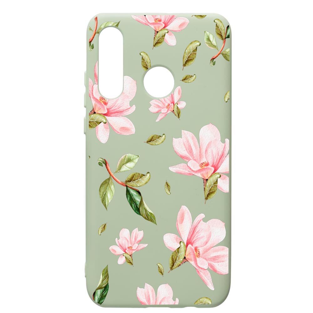 Husa de protectie Huawei P30 Lite, Spring Flowers, silicon, cu interiorul din material textil, protectie camera, Beryl, PGR496
