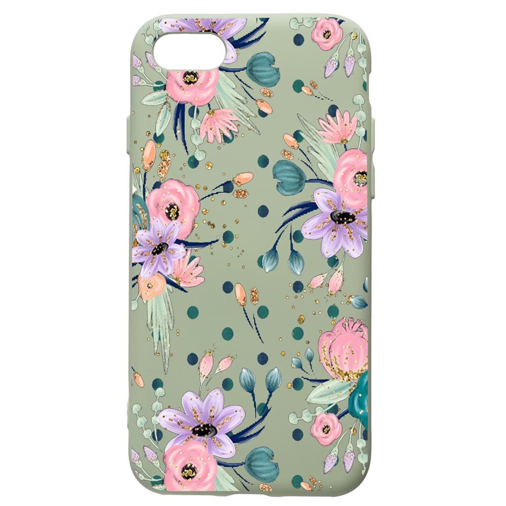 Husa de protectie Apple iPhone SE 2 / iPhone 8 / iPhone 7, Spring Flowers, silicon, cu interiorul din material textil, protectie camera, Beryl, PGR495