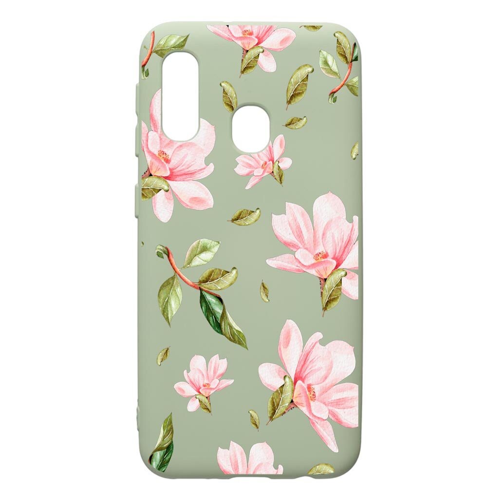 Husa de protectie Samsung Galaxy A40, Spring Flowers, silicon, cu interiorul din material textil, protectie camera, Beryl, PGR496