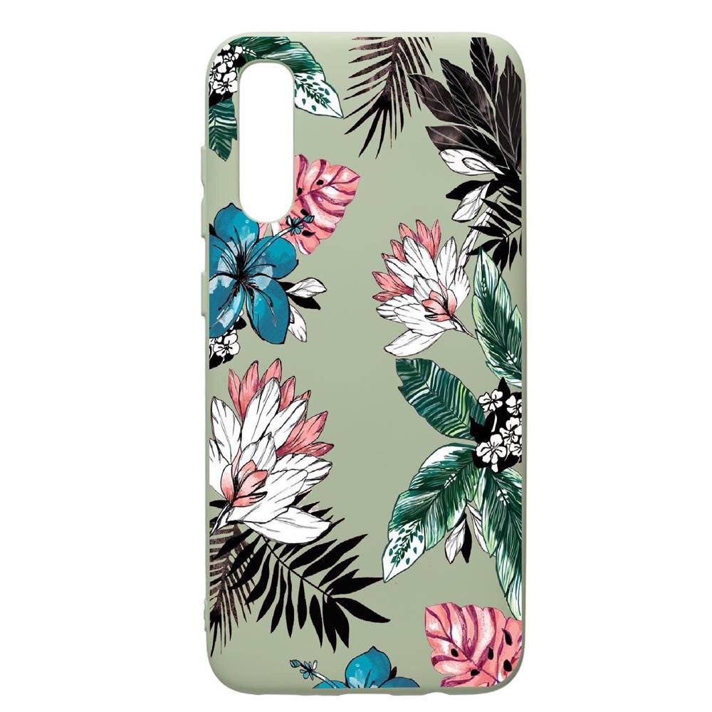 Husa de protectie Samsung Galaxy A70, Tropical Flowers, silicon, cu interiorul din material textil, protectie camera, Beryl, PGR500
