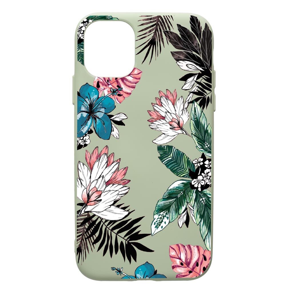 Husa de protectie Apple iPhone 12 Pro Max, Tropical Flowers, silicon, cu interiorul din material textil, protectie camera, Beryl, PGR500