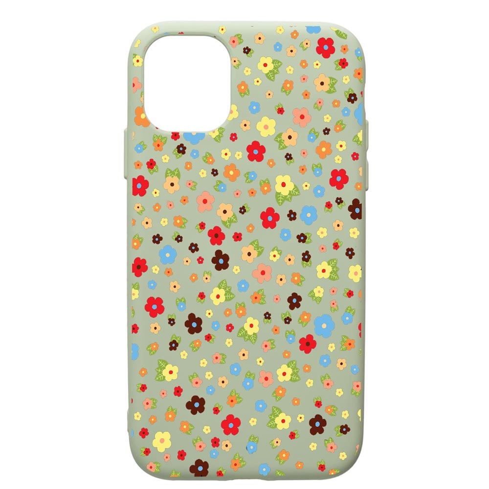 Husa de protectie Apple iPhone 12 Mini, Happy Flowers, silicon, cu interiorul din material textil, protectie camera, Beryl, PGR501
