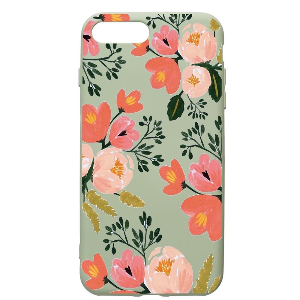 Husa de protectie Apple iPhone 8 Plus / iPhone 7 Plus, Flowers - Pastel colors, silicon, cu interiorul din material textil, protectie camera, Beryl, PGR504