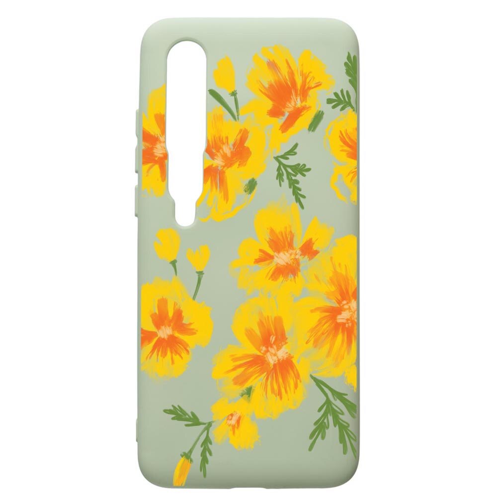 Husa de protectie Xiaomi Mi 10 / Mi 10 Pro, Flowers - Pastel colors, silicon, cu interiorul din material textil, protectie camera, Beryl, PGR502