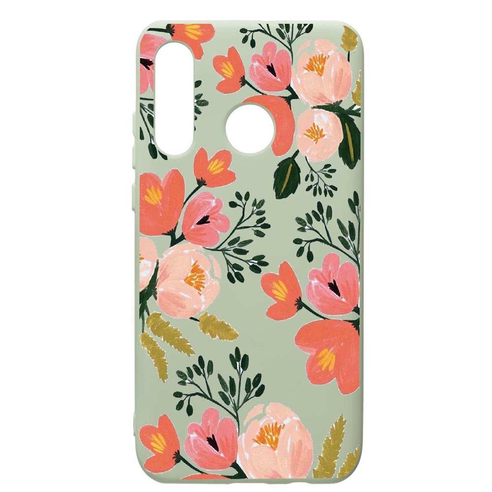 Husa de protectie Huawei P40 Lite E / Y7p, Flowers - Pastel colors, silicon, cu interiorul din material textil, protectie camera, Beryl, PGR504