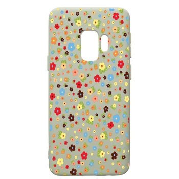 Husa de protectie Samsung Galaxy S9, Happy Flowers, silicon, cu interiorul din material textil, protectie camera, Beryl, PGR501 Husa de protectie Samsung Galaxy S9, Happy Flowers, silicon, cu interiorul din material textil, protectie camera, Beryl, PGR501