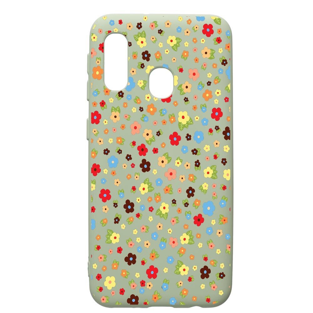 Husa de protectie Samsung Galaxy A20e, Happy Flowers, silicon, cu interiorul din material textil, protectie camera, Beryl, PGR501