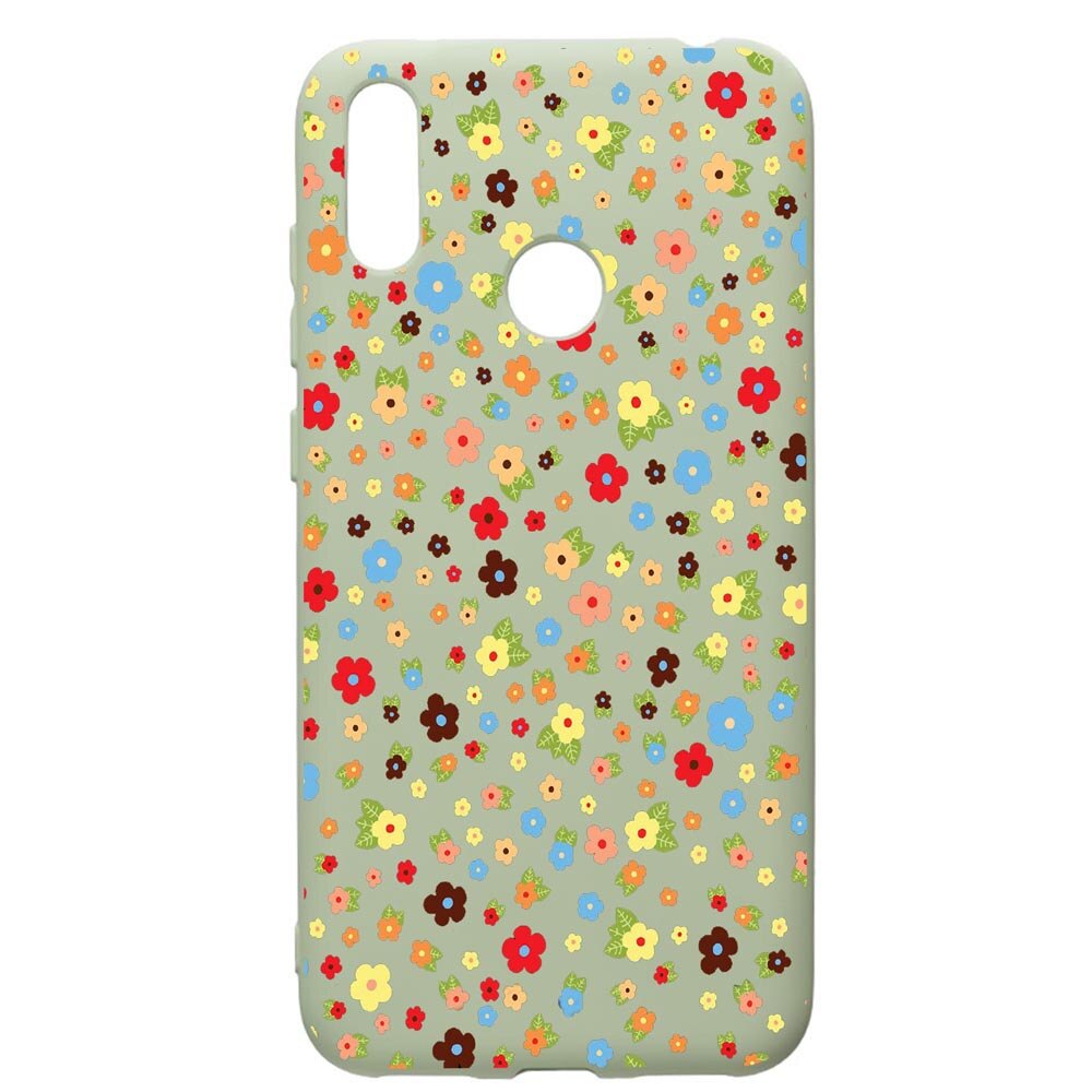 Husa de protectie Huawei Y7 2019, Happy Flowers, silicon, cu interiorul din material textil, protectie camera, Beryl, PGR501