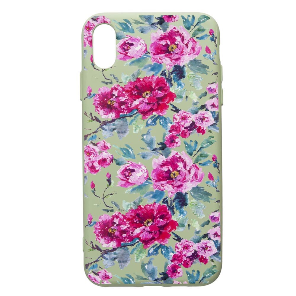 Husa de protectie Apple iPhone XS / X, Flowers Pastel Colors, silicon, cu interiorul din material textil, protectie camera, Beryl, PGR507