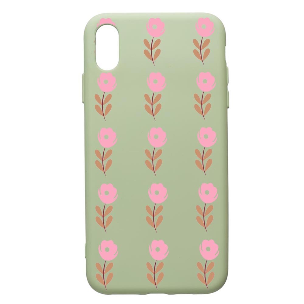 Husa de protectie Apple iPhone XS Max, Flowers, silicon, cu interiorul din material textil, protectie camera, Beryl, PGR505