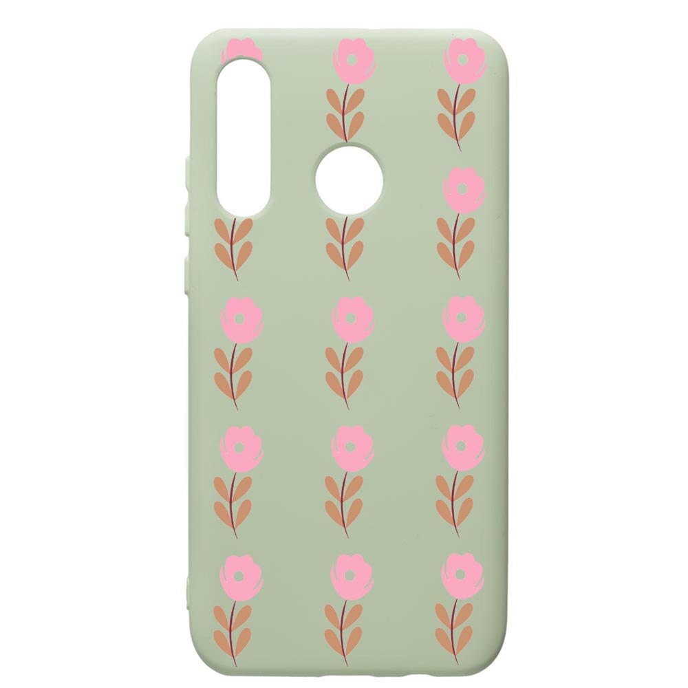 Husa de protectie Huawei P30 Lite, Flowers, silicon, cu interiorul din material textil, protectie camera, Beryl, PGR505