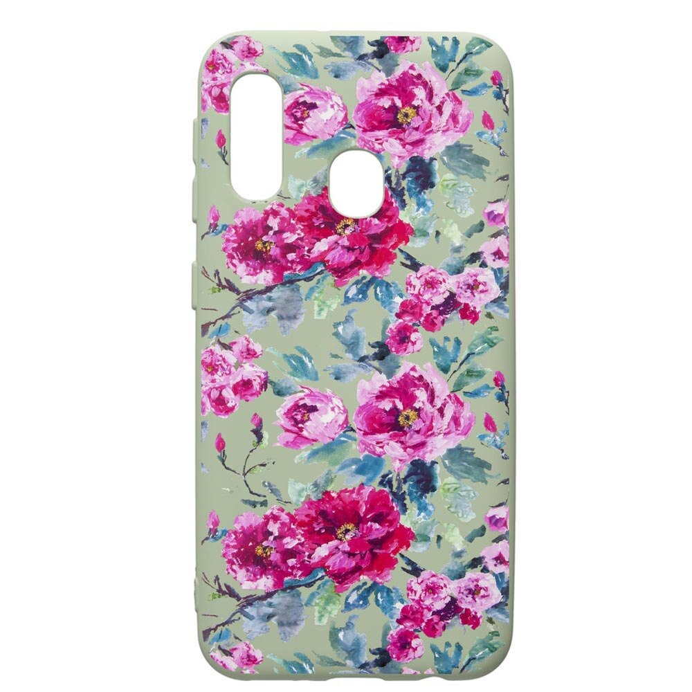 Husa de protectie Samsung Galaxy A20e, Flowers Pastel Colors, silicon, cu interiorul din material textil, protectie camera, Beryl, PGR507