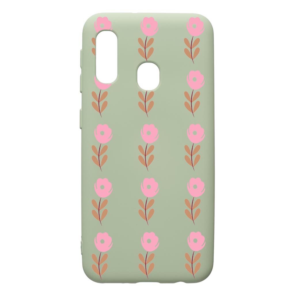 Husa de protectie Samsung Galaxy A20e, Flowers, silicon, cu interiorul din material textil, protectie camera, Beryl, PGR505
