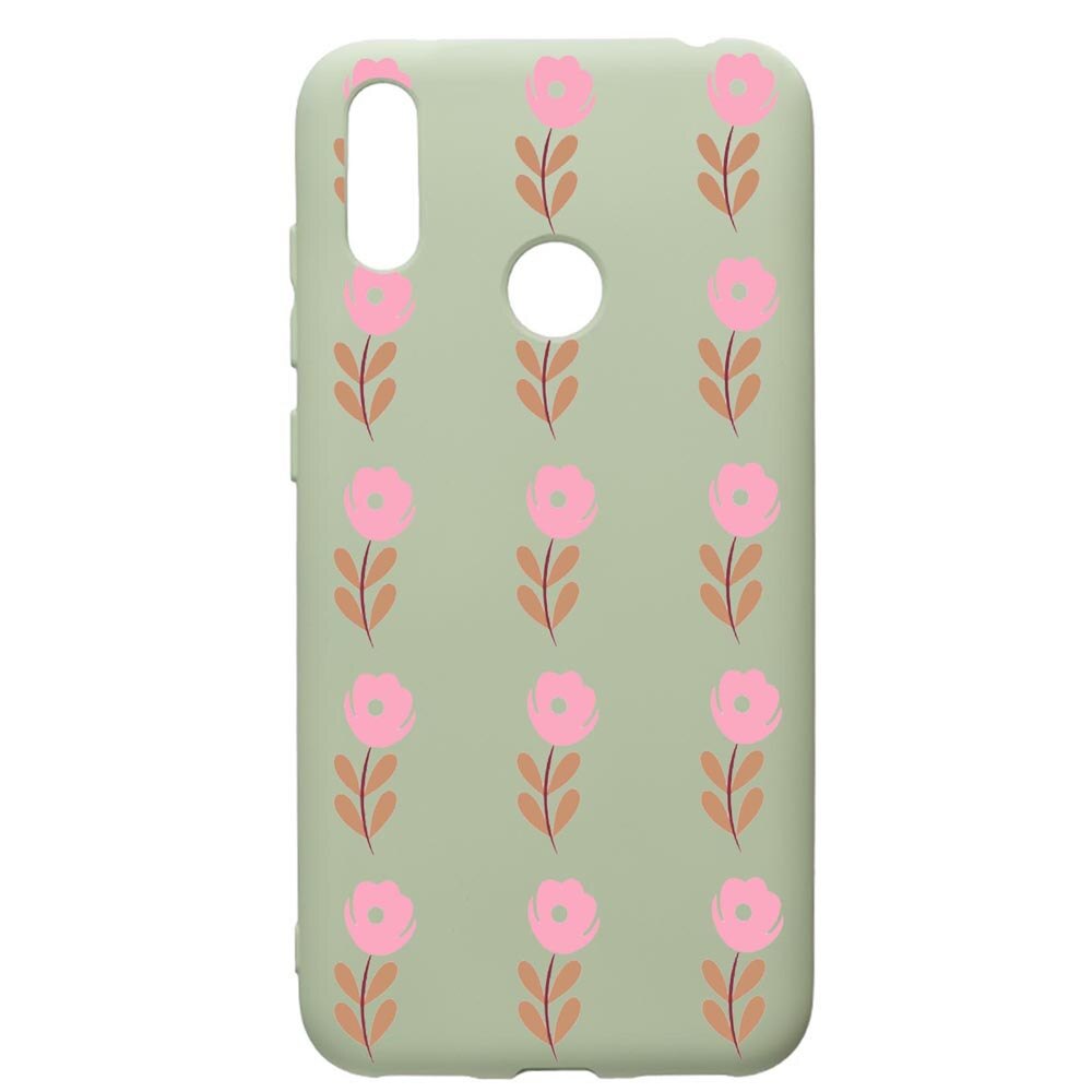 Husa de protectie Huawei Y7 2019, Flowers, silicon, cu interiorul din material textil, protectie camera, Beryl, PGR505
