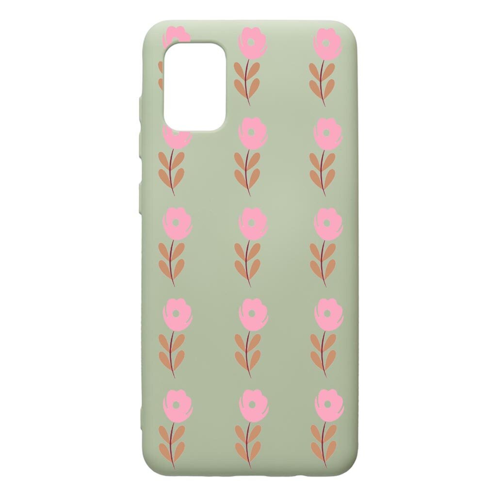 Husa de protectie Samsung Galaxy A41, Flowers, silicon, cu interiorul din material textil, protectie camera, Beryl, PGR505