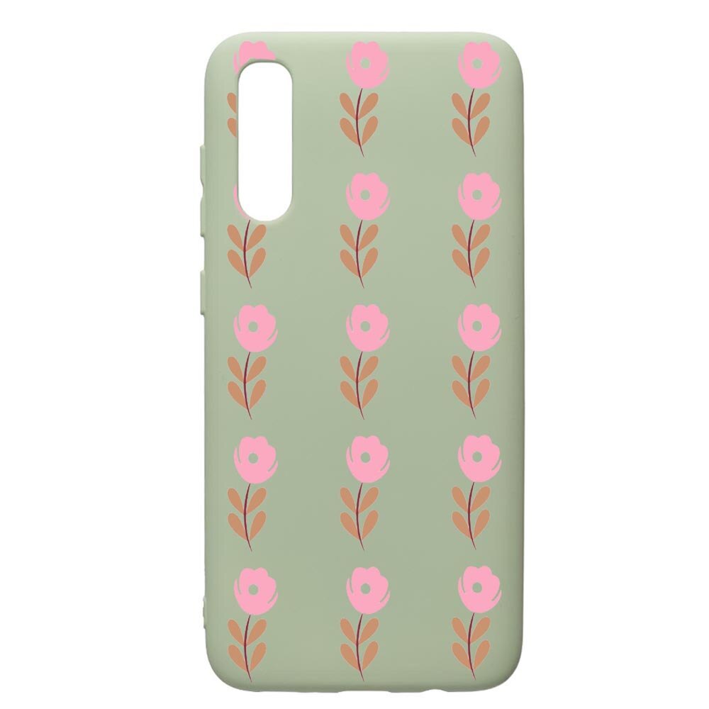 Husa de protectie Samsung Galaxy A70, Flowers, silicon, cu interiorul din material textil, protectie camera, Beryl, PGR505