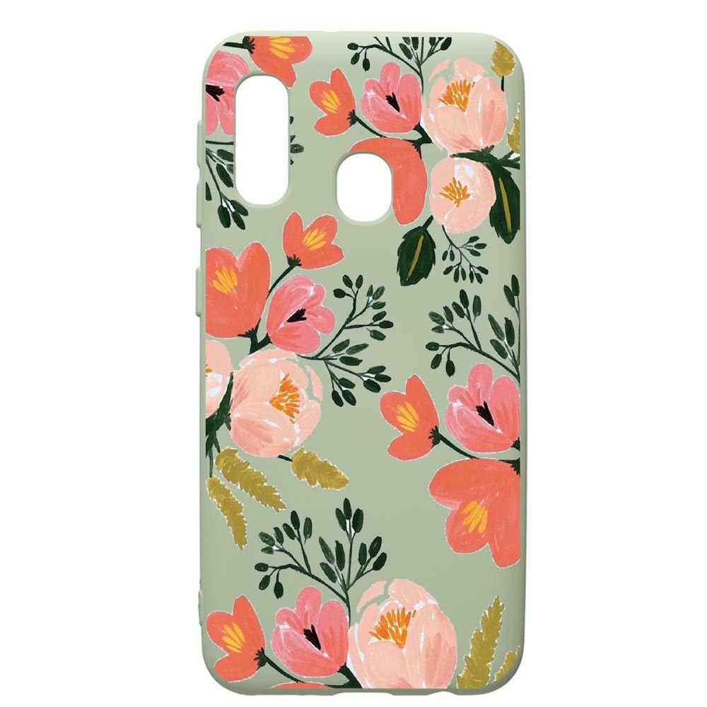 Husa de protectie Samsung Galaxy A20e, Flowers - Pastel colors, silicon, cu interiorul din material textil, protectie camera, Beryl, PGR504
