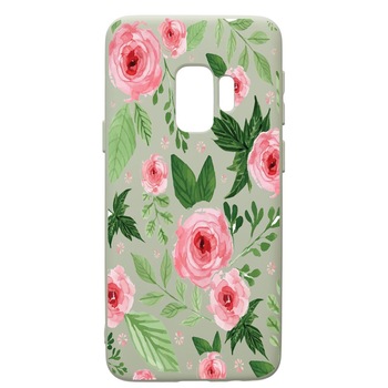 Husa de protectie Samsung Galaxy S9, Flowers - Pastel Colors, silicon, cu interiorul din material textil, protectie camera, Beryl, PGR509 Husa de protectie Samsung Galaxy S9, Flowers - Pastel Colors, silicon, cu interiorul din material textil, protectie camera, Beryl, PGR509