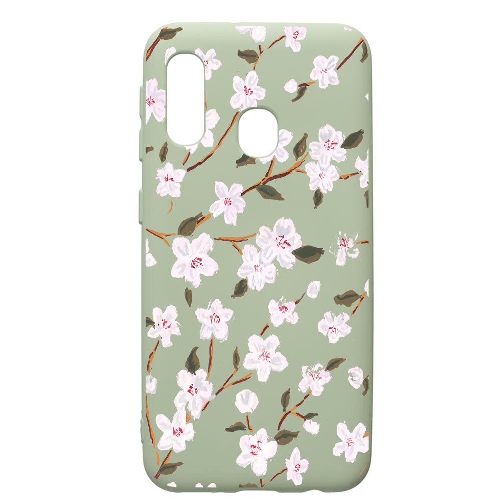 Husa de protectie Samsung Galaxy A40, Spring Flowers, silicon, cu interiorul din material textil, protectie camera, Beryl, PGR512