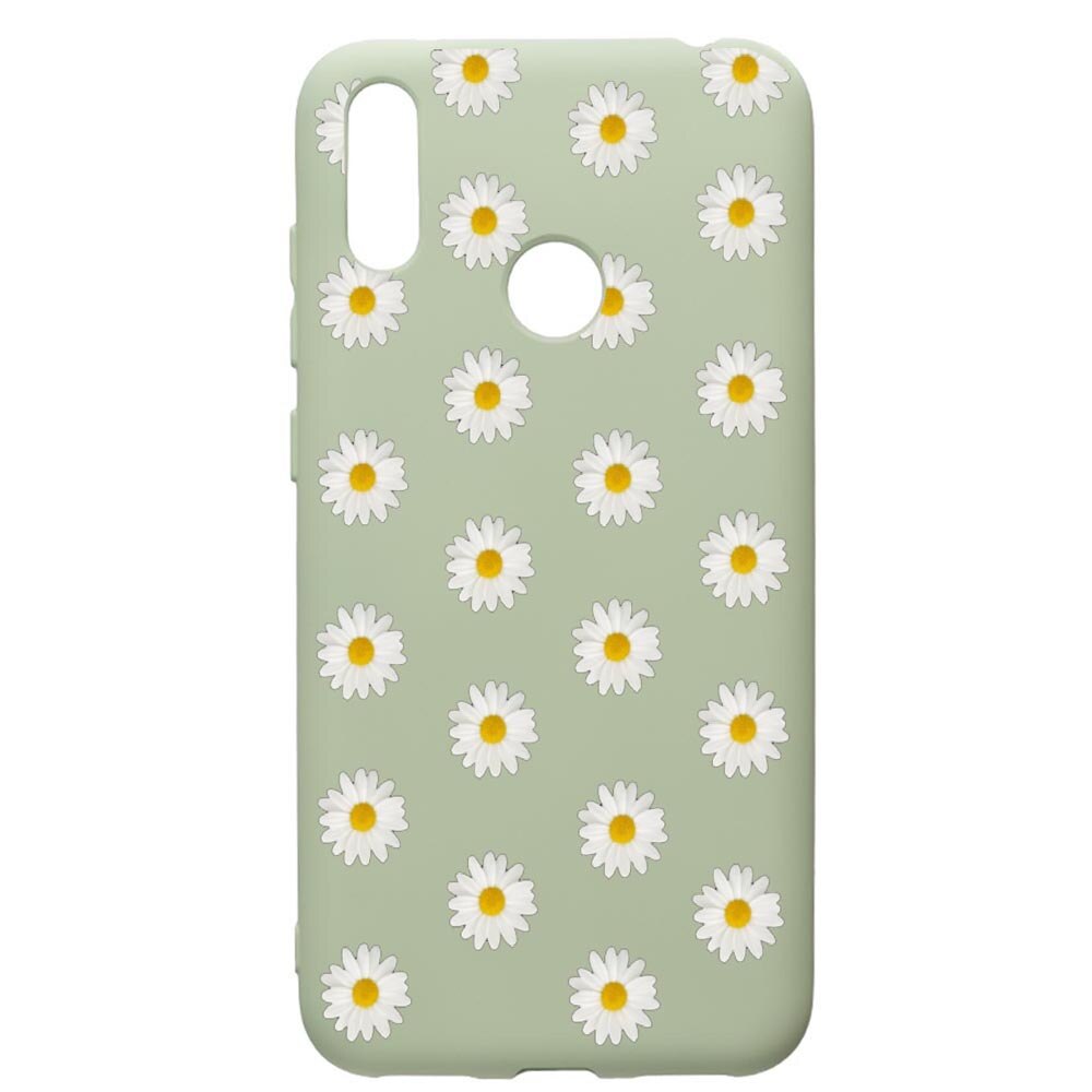Husa de protectie Huawei Y7 2019, Happy Flowers, silicon, cu interiorul din material textil, protectie camera, Beryl, PGR513