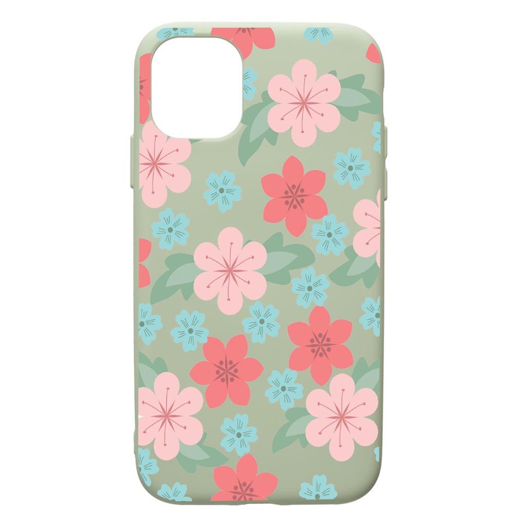 Husa de protectie Apple iPhone 12 Pro Max, Flowers Patel colors, silicon, cu interiorul din material textil, protectie camera, Beryl, PGR515