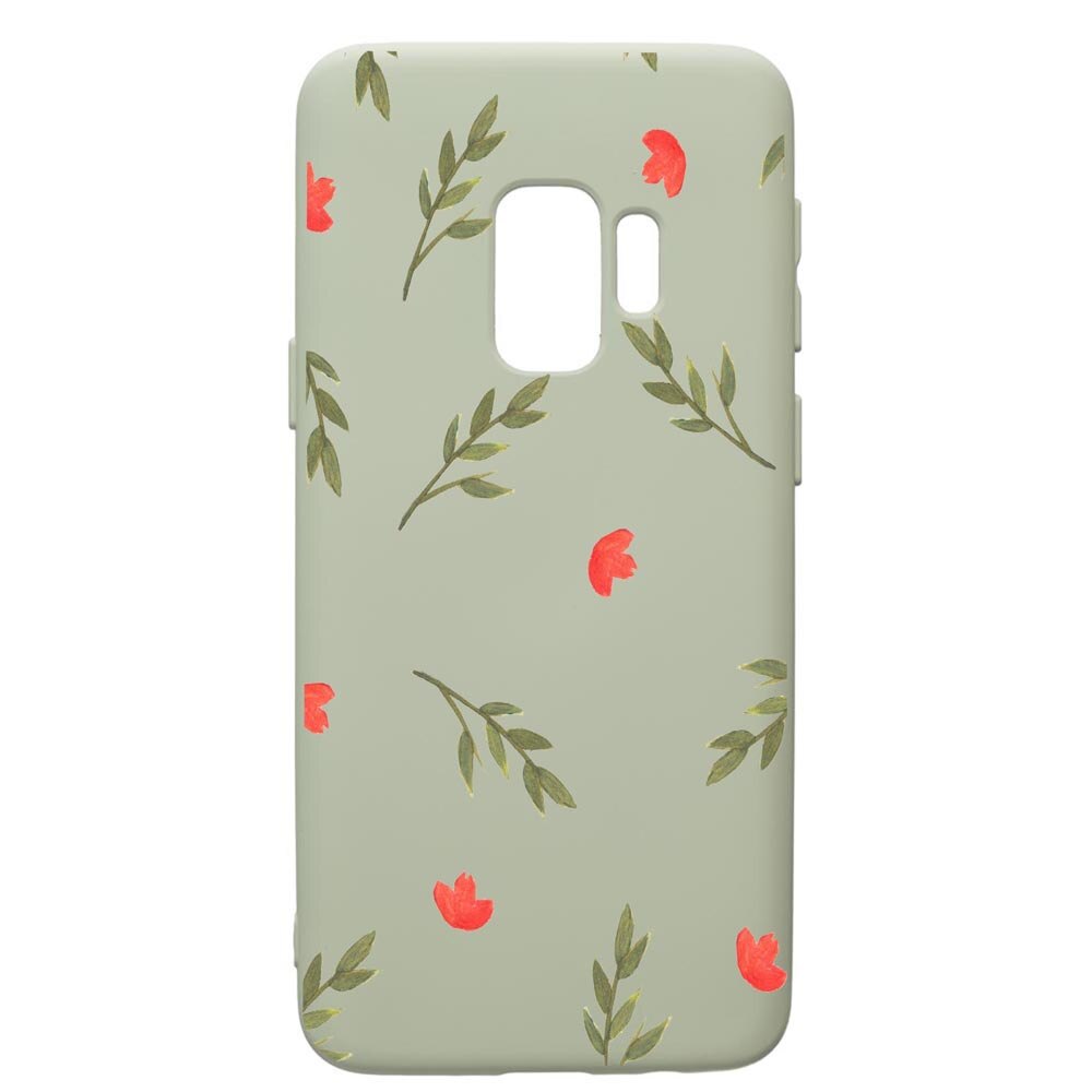 Husa de protectie Samsung Galaxy S9, Flowers, silicon, cu interiorul din material textil, protectie camera, Beryl, PGR516