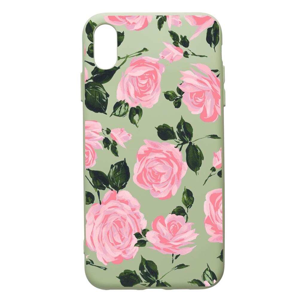 Husa de protectie Apple iPhone XS / X, Roses - Pastel colors, silicon, cu interiorul din material textil, protectie camera, Beryl, PGR514
