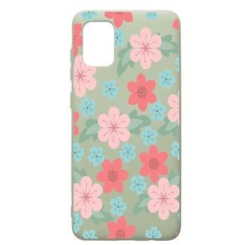 Husa de protectie Samsung Galaxy A31, Flowers Patel colors, silicon, cu interiorul din material textil, protectie camera, Beryl, PGR515 Husa de protectie Samsung Galaxy A31, Flowers Patel colors, silicon, cu interiorul din material textil, protectie camera, Beryl, PGR515