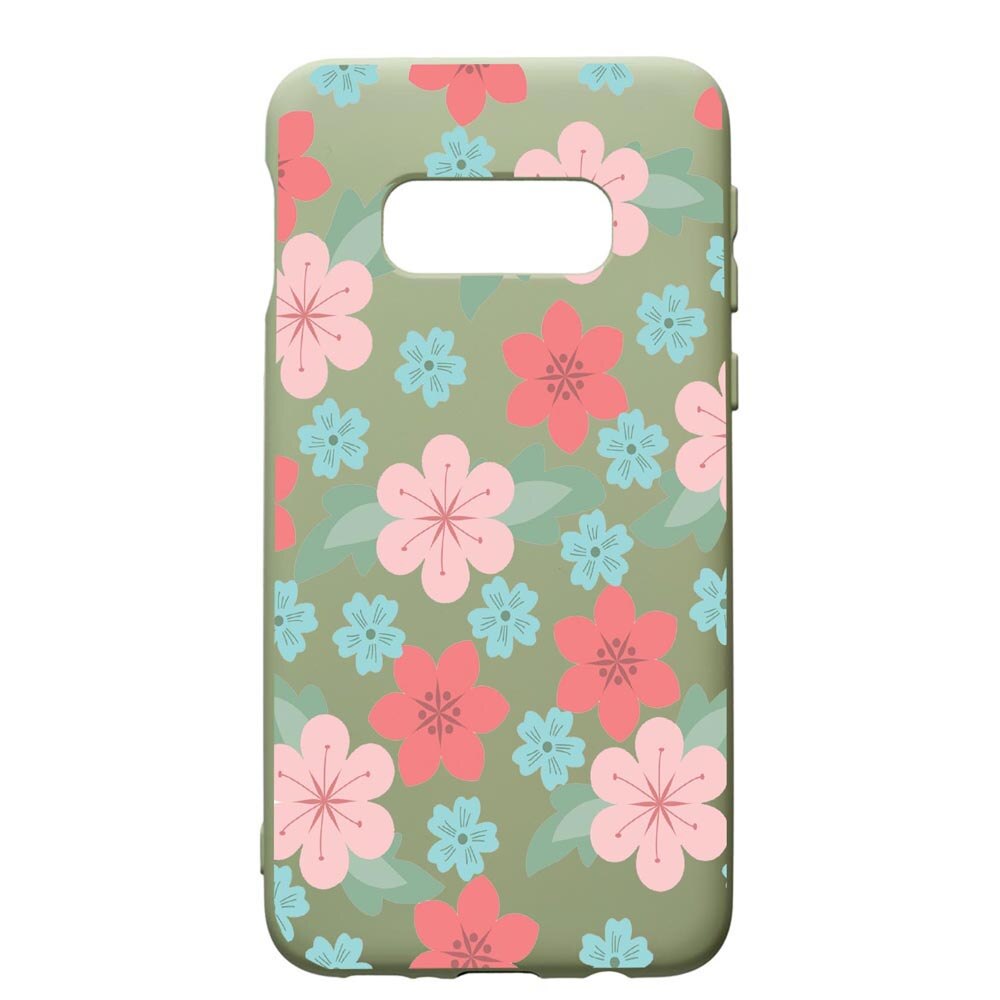 Husa de protectie Samsung Galaxy S10, Flowers Patel colors, silicon, cu interiorul din material textil, protectie camera, Beryl, PGR515