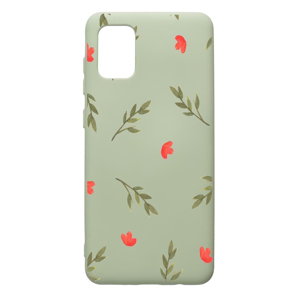 Husa de protectie Samsung Galaxy A71, Flowers, silicon, cu interiorul din material textil, protectie camera, Beryl, PGR516