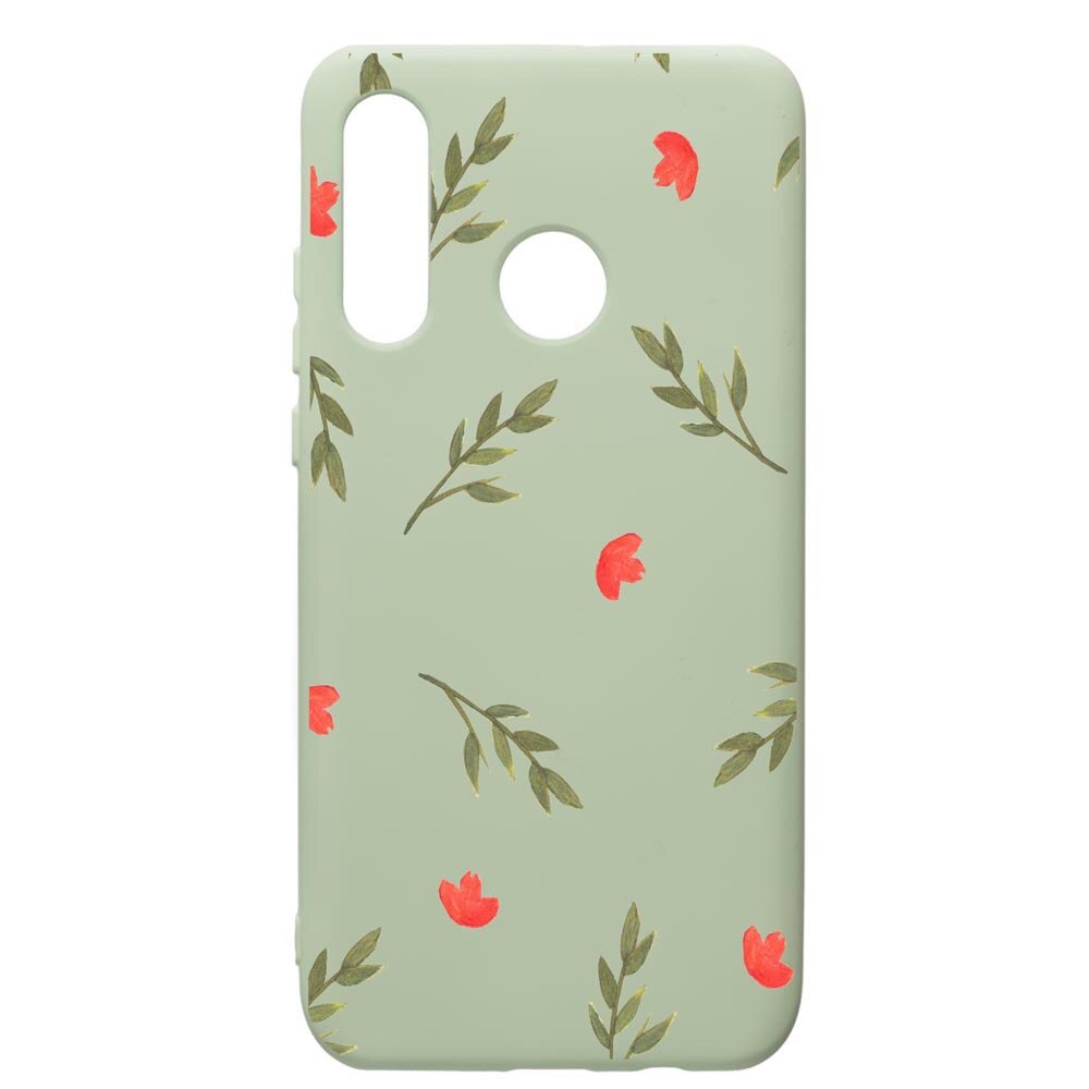 Husa de protectie Huawei P30 Lite, Flowers, silicon, cu interiorul din material textil, protectie camera, Beryl, PGR516